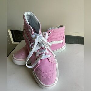Vans Sk8-Hi Canvas Prism Pink / True White High-Top Skateboarding Shoe Men's 5.0